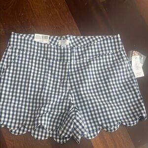 Crown & Ivy Blue Checkered scalloped  Shorts